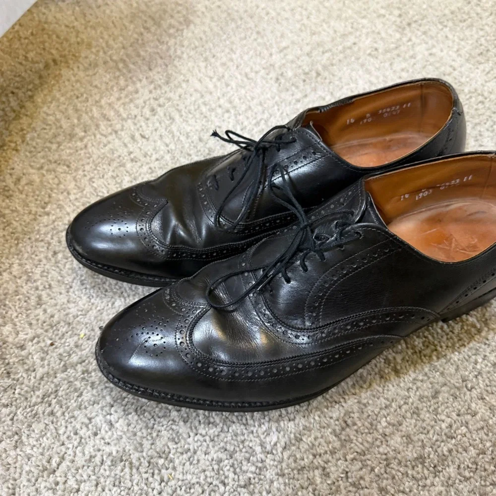 Allen Edmonds Chester Mens Black Leather‎ Wingtip Oxford Dress Shoes 14 B 35623